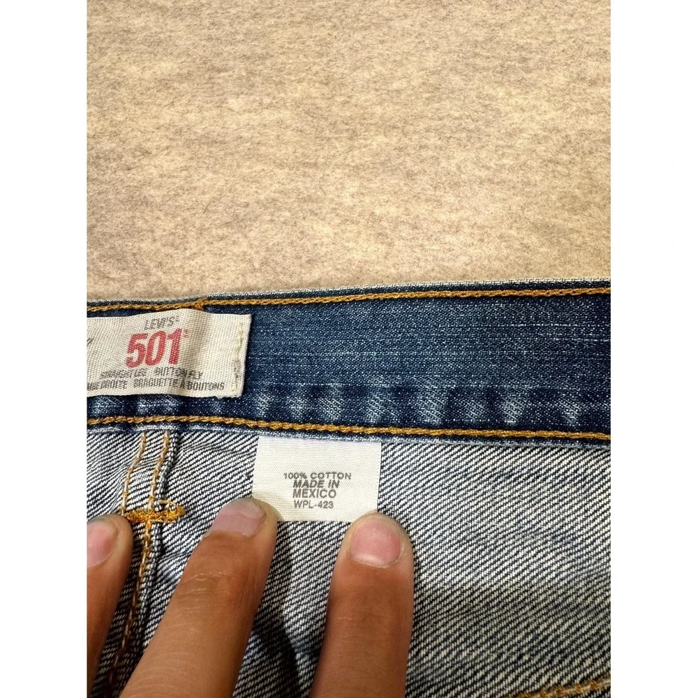 Vintage Levis 501 Authentic Straight Leg Jeans Mens 38x34 Blue Cotton Button Fly